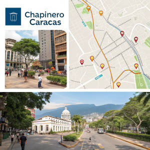 Interactive map and detailed guide of Chapinero district in Caracas. Street views, addresses, and specific locations highlighted