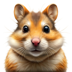 Realistic photograph of a complete face Hamster, white background