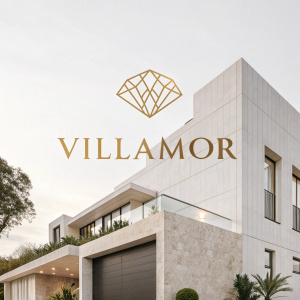 Sophisticated logo design for 'Villamor'. Modern, sleek, and minimalistic.