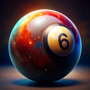 ultra realistic number6  heavenly looking  billiard ball 