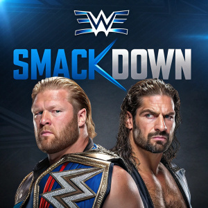Cover art for a WWE SmackDown DVD. Dark background. WWE Superstars. Intense action scenes. Prominent WWE logo. Fighter names and event details highlighted. Promotional graphic style.