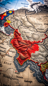 Mapa do Império Mongol em seu auge, mostrando sua vasta extensão territorial.