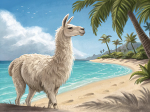 Lama on the beach