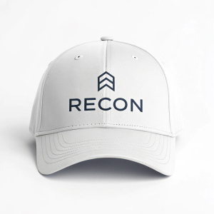 Recon logo, minimalist design featuring a sleek icon and company name in a sans-serif font. Clean white background.