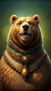 fat happy grizzly with collar