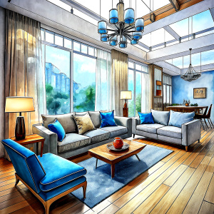 Modern style living room sketch