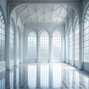 white palace windows indoor background, high resolution.