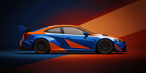 race car livery side two colors blue orange aggressive 