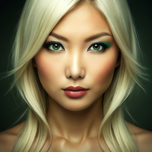 asian pokerstar beauty blond turquoise-green eyes 