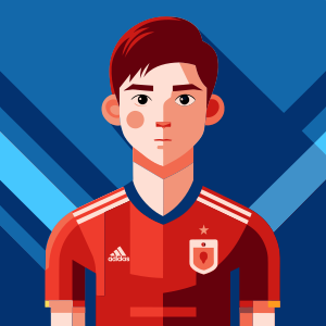 a 16 years old full body soccer player standing and facing the camera, vector style