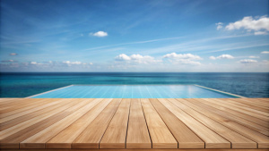 Tropical Infinity Pool And Empty Wooden Table

, high resolution, Sony A7R IV, 4K ultra realistic, high detail





