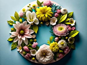 beautiful floral around the circle of white paper sheet