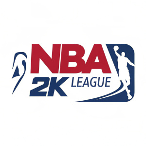 Official NBA 2K League logo. Red and blue bold text spelling 'NBA 2K LEAGUE' over a white background.