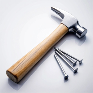 a hammer and 3 nails