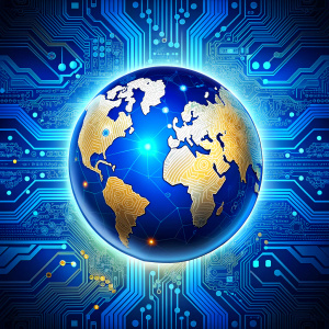 global blue circuit board  background