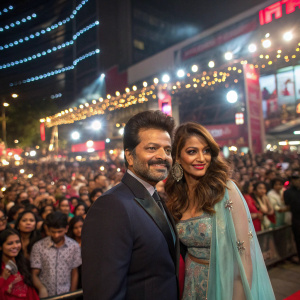 Anil Kapoor and Bipasha Basu at Kuala Lumpur Film Festival. Crowded and vibrant atmosphere.