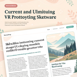 An article about SketchBox, a VR prototyping software. Discusses current limitations and future improvements. Focuses on enhancing UI design and generating realistic 3D models. The page features a soothing pastel color palette.