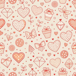 valentine day minimalist doodles for seamless pattern tile, light background