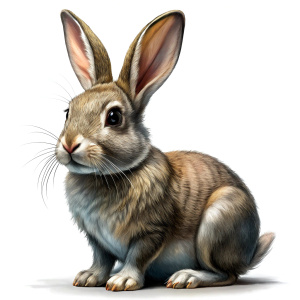 Realistic photograph of a complete full body Rabbit, full body, white background