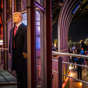 Photograph of the Donald Trump wax figure at Madame Tussauds London.