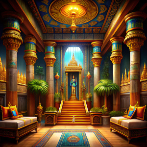Egyptian royal throne room with hieroglyphics in . High quality can be printed on a banner