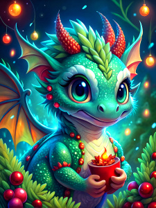 Cute Dragon full size abstract background marry Christmas happy new year