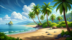 background seashore palm trees sand