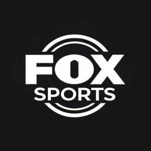 Digital graphic representation of the FOX Sports logo featuring the text 'FOX SPORTS' in a sleek, modern sans-serif font. The logo is designed with a minimalist aesthetic, utilizing a stark contrast between the white text and a solid black background for a bold, contemporary look.