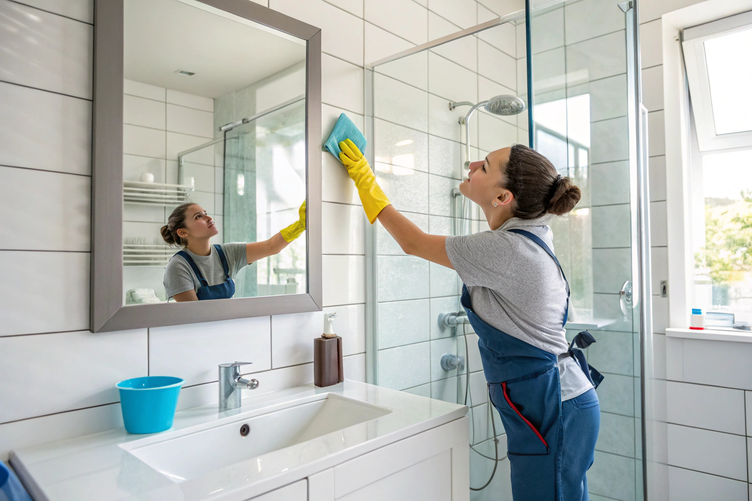 Cleaning the bathroom
    