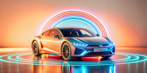 Crear un Logo de Automoción futurista con un coche completo.
