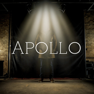 A sleek logo design featuring the word 'Apollo' in bold, sans-serif font against a dark backdrop.