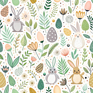 easter minimalist doodles seamless pattern tile, white ground