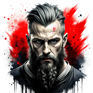 Nordic ragnar - perfect realistic art, high-definition grey and black, white background tattoo design