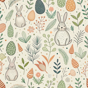 easter minimalist doodles seamless pattern tile, white ground