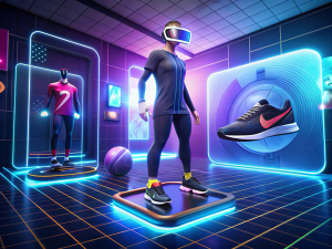 Virtual try-on feature using augmented reality technology to preview Nike products on users' avatars.
