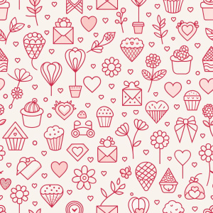 valentine day minimalist doodles for seamless pattern tile, light background