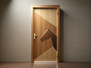 minimalist door with a horse pattern