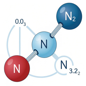 Diagram showcasing the molecular structure of nitrogen gas. Simplified illustration of N2 molecule.