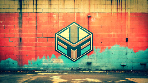 Minimalist Wall, perfect lines, Dark Logo, graffiti in the style of street art aesthetic, cute cartoonish designs