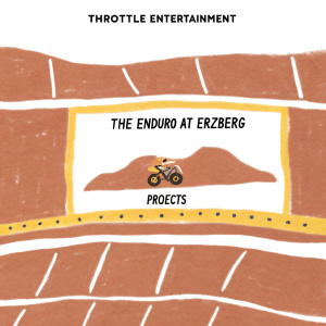 Throttle Entertainment's website featuring The Enduro at Erzberg DVD cover in projects section. Dynamic layout with action sports and film-making multimedia elements. Earthy tones and bold graphics color scheme.