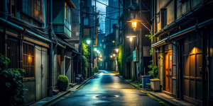 Tokyo night small alley, few people