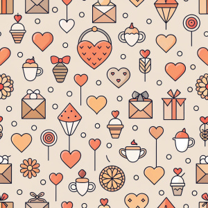 valentine day minimalist doodles for seamless pattern tile, light background