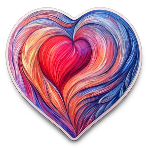 Style stickers. Create a heart shape with clean lines and smooth curves.. White background, No Background, vector, 8K.