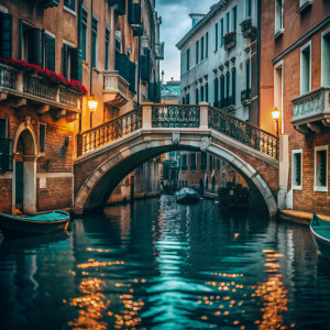 venezia, bridge realto, storybook illustration