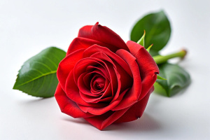 1 red rose on a white background