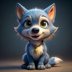 Cute WOLF, STYLE CHIBI PIXAR

