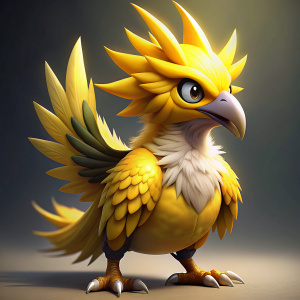 anime illustration style pokemon bird gigantic yellow
