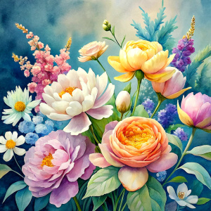 watercolor image ,Pink white Peonies Snowdrops, lobelia, canna,salvia , carnation, Common Crape Myrtle., Ranunculus viburnum, wax flower, dandelion, geranium , watercolor , watercolor , artichoke ,aster,pansy,poppy ,lavender,anemone ,oleander , succulent,pansy,lilac