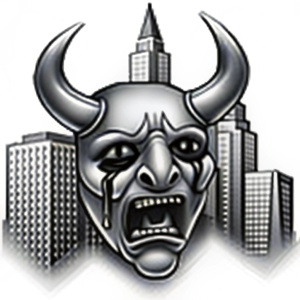 a crying demon in a sin city comic book style