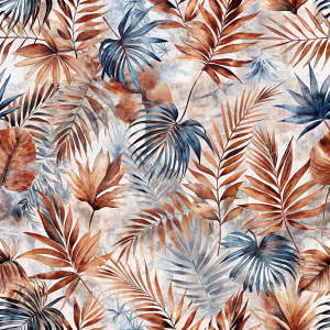 Pattern Seamless, Tie Dye, Tropical Leaves. White and Brown